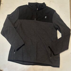 Fila Sport Men XL Black Quarter Zip With Hoodie Pocket Casual Athletic